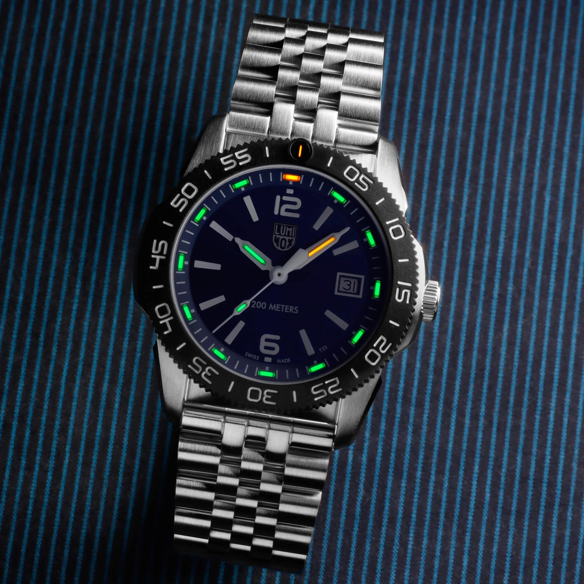 Luminox Men's Quartz Watch - Pacific Diver Ripple Blue Dial Bracelet | 3123.M.SET