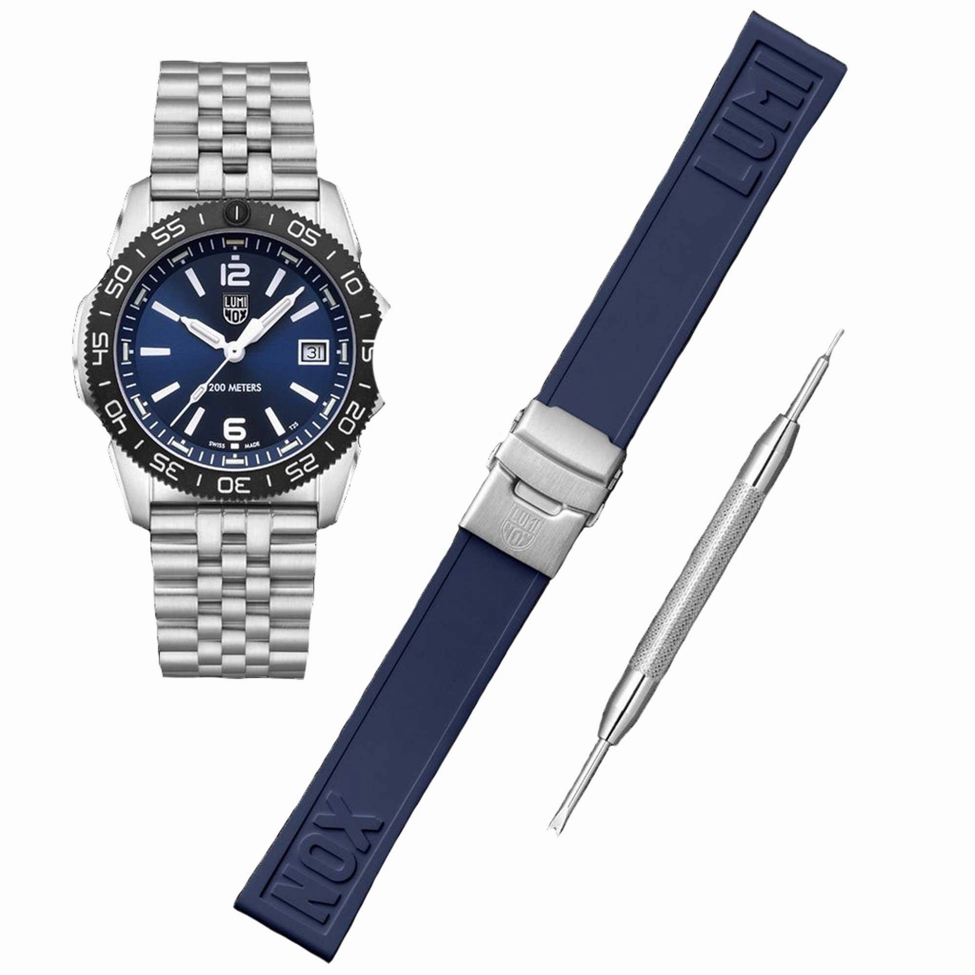Luminox Men's Quartz Watch - Pacific Diver Ripple Blue Dial Bracelet | 3123.M.SET