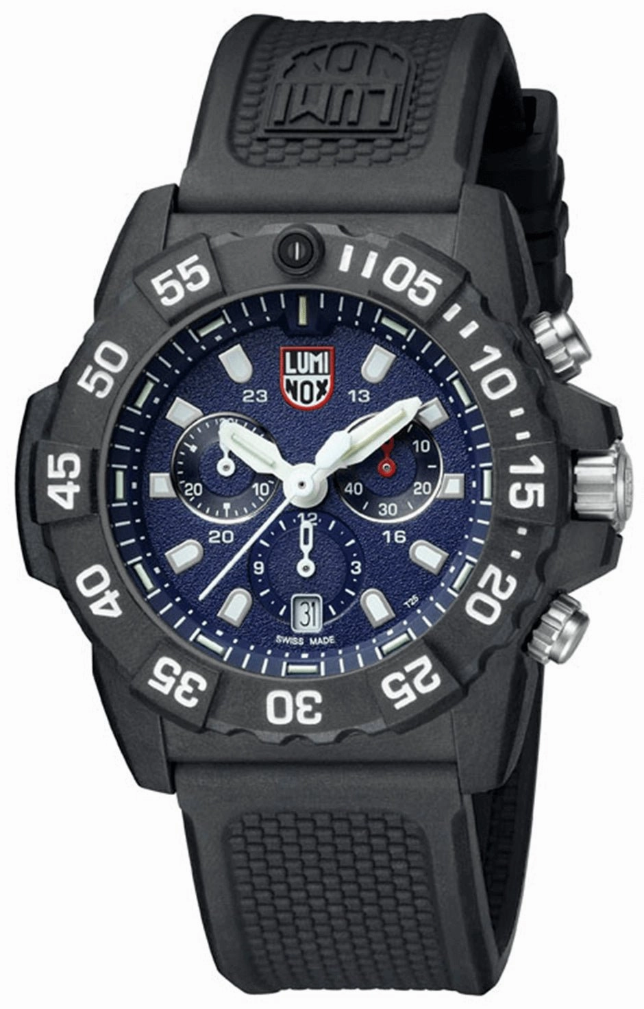 Luminox Navy SEAL Chronograph CARBONOX Blue Dial Black Rubber Strap Date Divers Quartz Mens Watch XS.3583