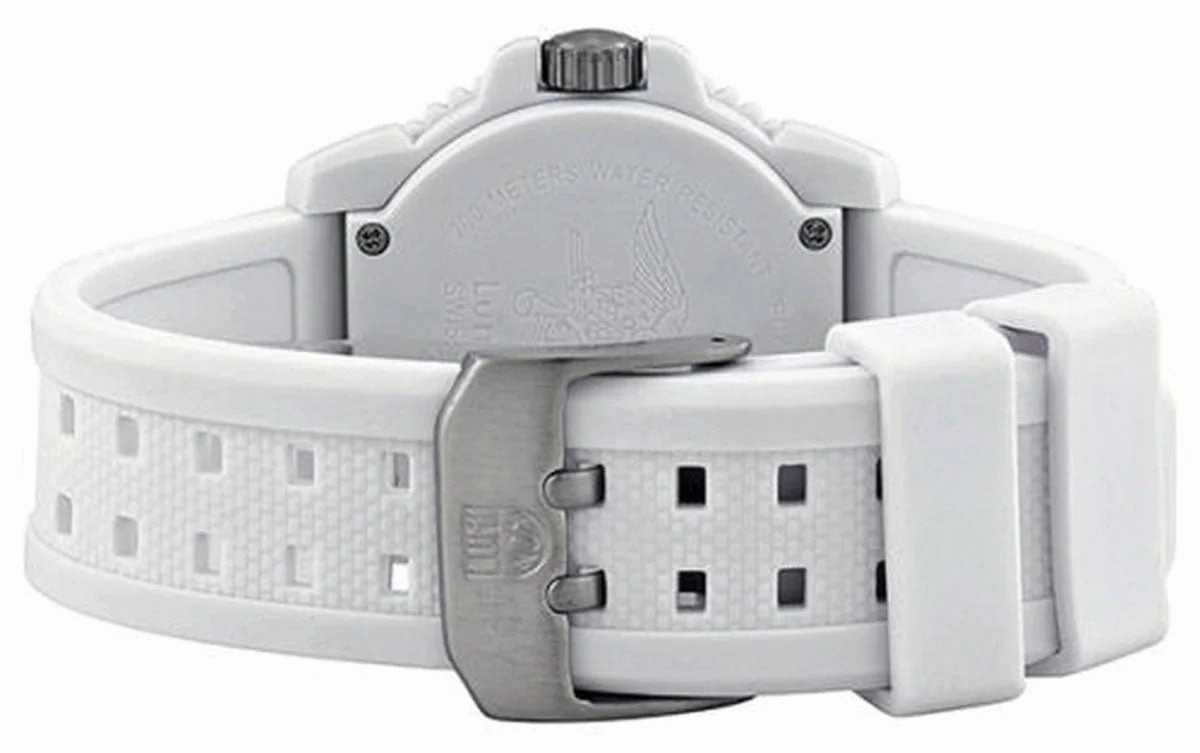 Luminox Navy SEAL Colormark PC Fiberglass White Dial White Rubber Strap Date Divers Quartz Mens Watch XS.3057.WO