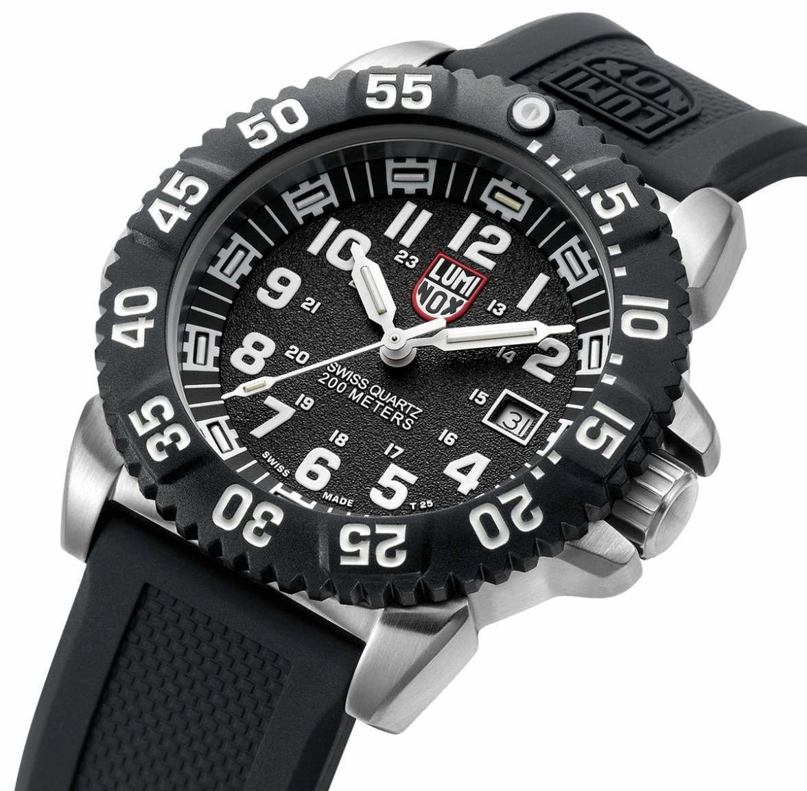 Luminox Navy SEAL Colormark Stainless Steel Black Dial Black Rubber Strap Date Divers Quartz Mens Watch XS.3151.NV.F