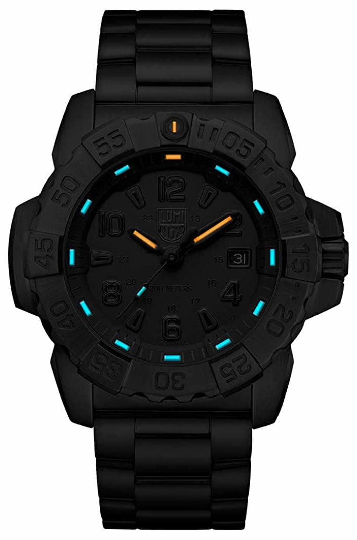 Luminox Navy SEAL Ion Plated Stainless Steel Black Dial Date Divers Quartz Mens Watch XS.3252.BO.L