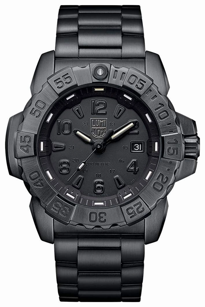 Luminox Navy SEAL Ion Plated Stainless Steel Black Dial Date Divers Quartz Mens Watch XS.3252.BO.L
