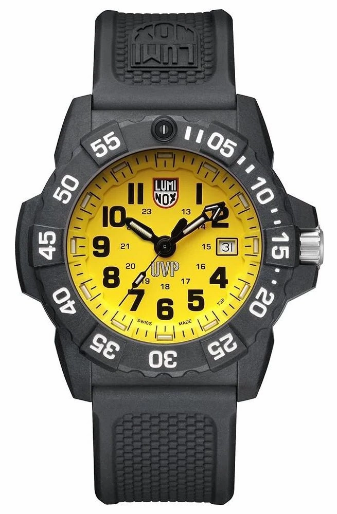 Luminox Navy SEAL Scott Cassell UVP CARBONOX Yellow Dial Black Rubber Strap Date Divers Quartz Mens Watch XS.3505.SC