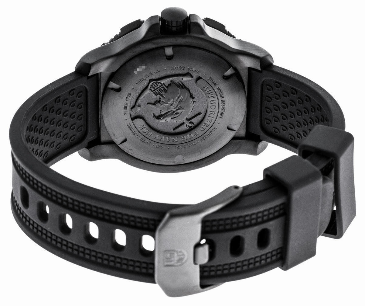 Luminox Navy SEAL Special Operations Challenge Black PVD Blue Dial Black Rubber Strap Date Divers Quartz Mens Watch XS.4223.SOC