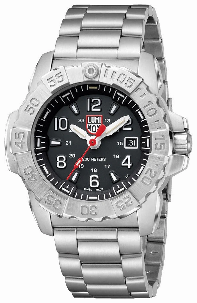 Luminox Navy SEAL Stainless Steel Black Dial Date Divers Quartz Mens Watch XS.3252