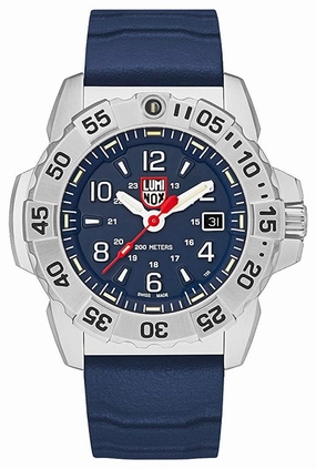 Luminox Navy SEAL Stainless Steel Blue Dial Blue Rubber Strap Date Divers Quartz Mens Watch XS.3253