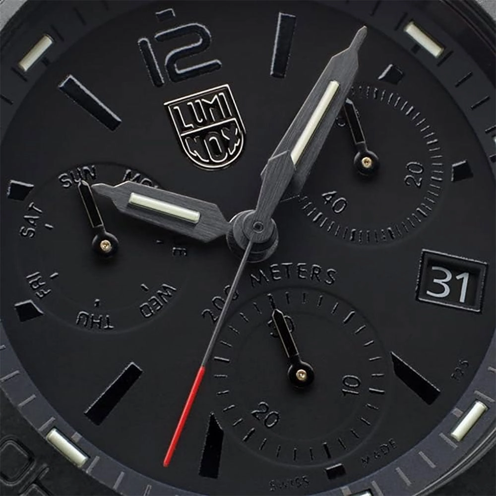Luminox Pacific Diver Chronograph Black PVD Black Dial Black Rubber Strap Day/Date Divers Quartz Mens Watch XS.3141.BO