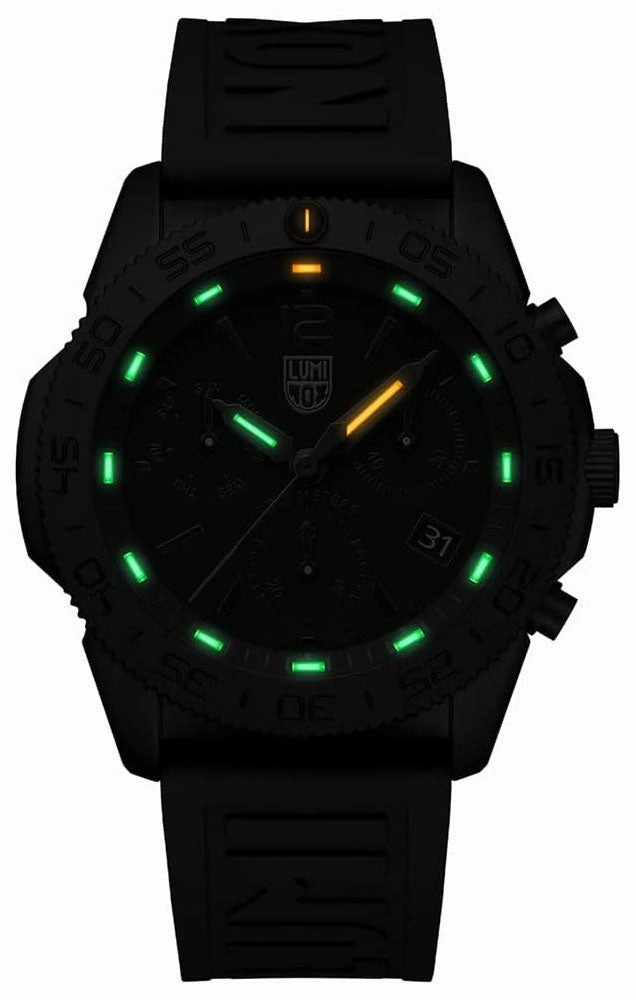 Luminox Pacific Diver Chronograph Black PVD Black Dial Black Rubber Strap Day/Date Divers Quartz Mens Watch XS.3141.BO