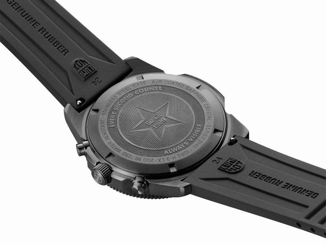 Luminox Pacific Diver Chronograph Black PVD Black Dial Black Rubber Strap Day/Date Divers Quartz Mens Watch XS.3141.BO