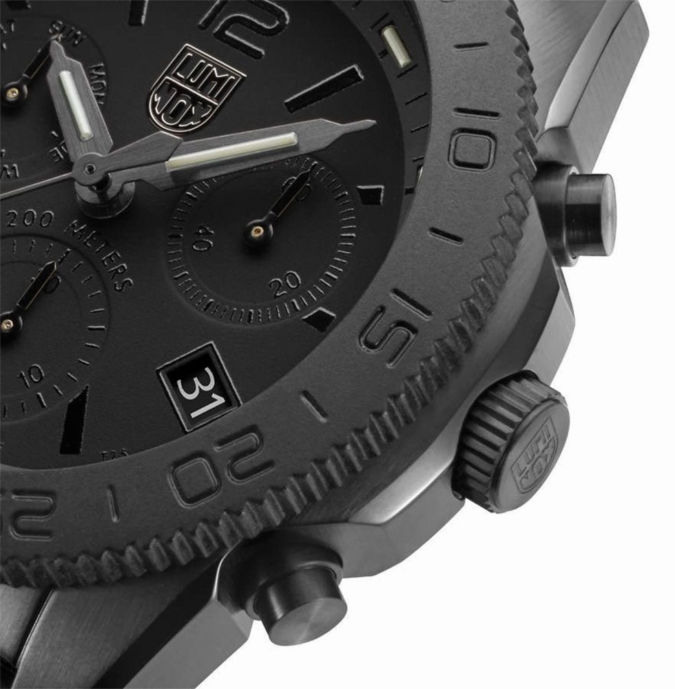 Luminox Pacific Diver Chronograph Black PVD Black Dial Black Rubber Strap Day/Date Divers Quartz Mens Watch XS.3141.BO