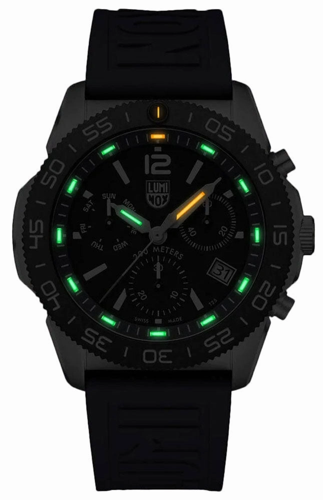 Luminox Pacific Diver Chronograph Stainless Steel Black Dial Blue/Black Interchangeable Rubber Strap Day/Date Divers Quartz Mens Watch XS.3143.SET
