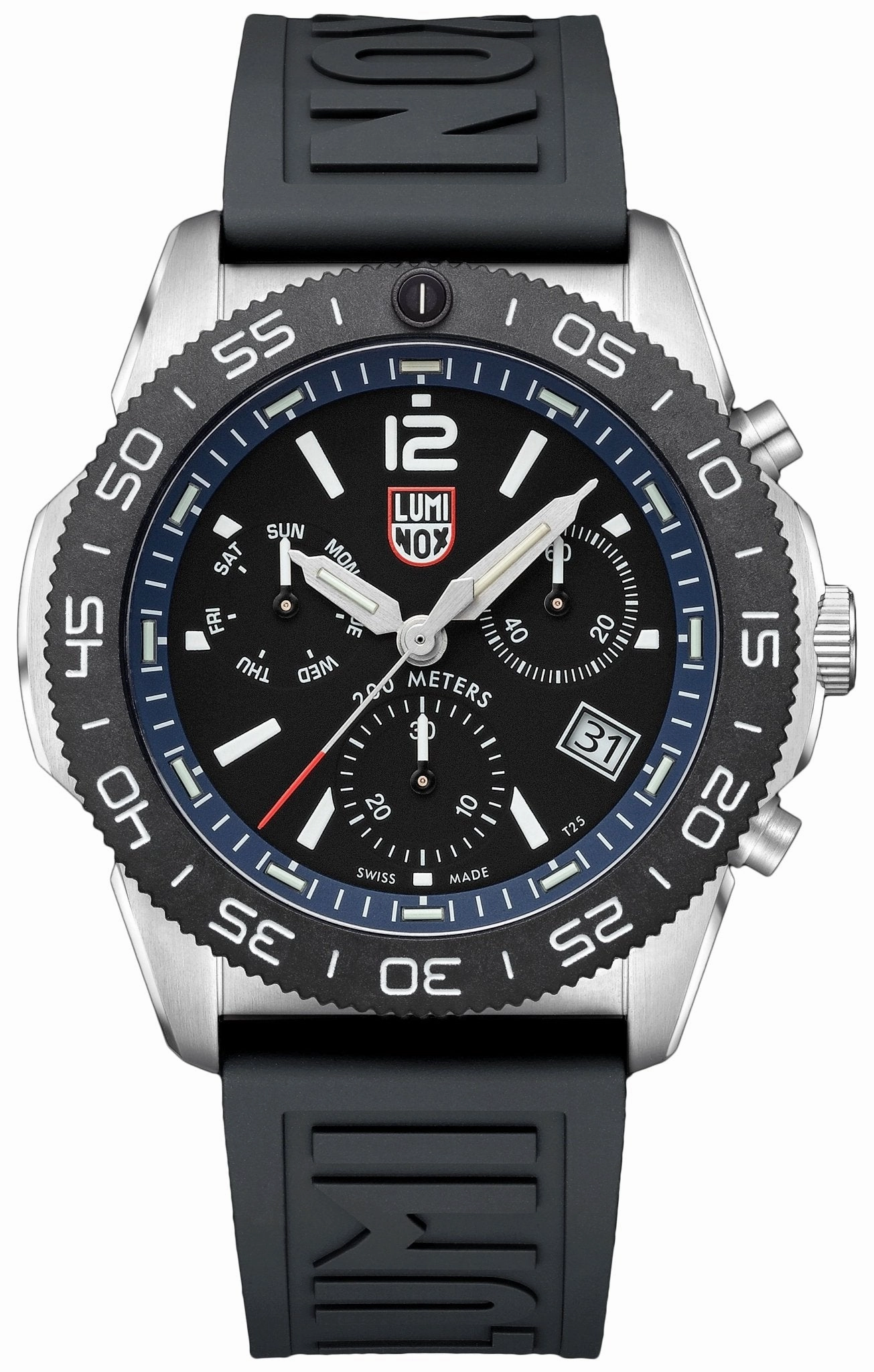 Luminox Pacific Diver Chronograph Stainless Steel Black Dial Blue/Black Interchangeable Rubber Strap Day/Date Divers Quartz Mens Watch XS.3143.SET