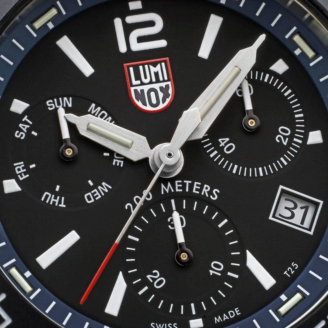 Luminox Pacific Diver Chronograph Stainless Steel Black Dial Blue/Black Interchangeable Rubber Strap Day/Date Divers Quartz Mens Watch XS.3143.SET