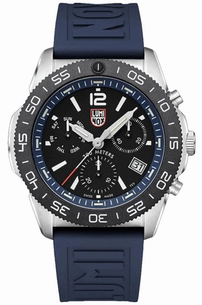 Luminox Pacific Diver Chronograph Stainless Steel Black Dial Blue Rubber Strap Day/Date Divers Quartz Mens Watch XS.3143