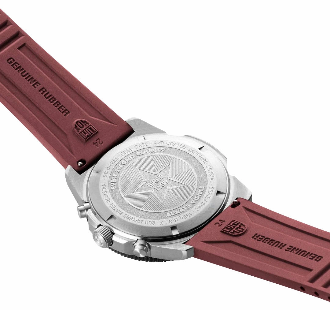 Luminox Pacific Diver Chronograph Stainless Steel Black Dial Burgundy Rubber Interchangeable Black Rubber Strap Day/Date Divers Quartz Mens Watch XS.3155.1.SET