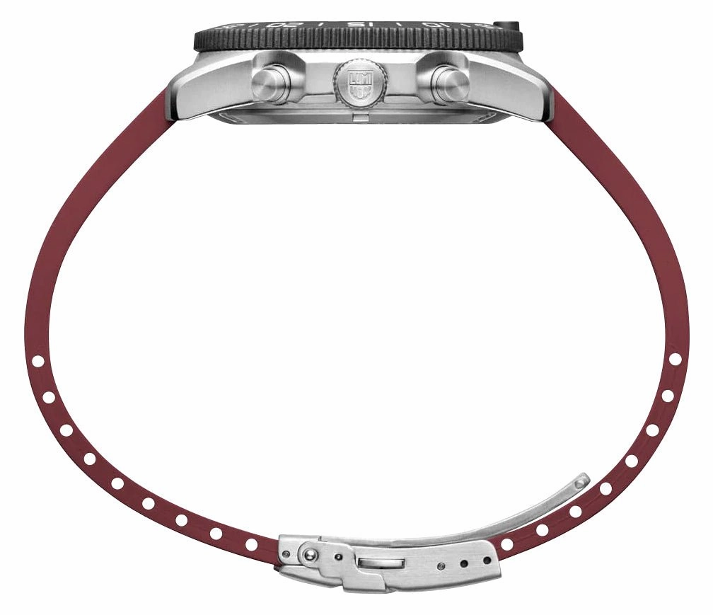 Luminox Pacific Diver Chronograph Stainless Steel Black Dial Burgundy Rubber Interchangeable Black Rubber Strap Day/Date Divers Quartz Mens Watch XS.3155.1.SET