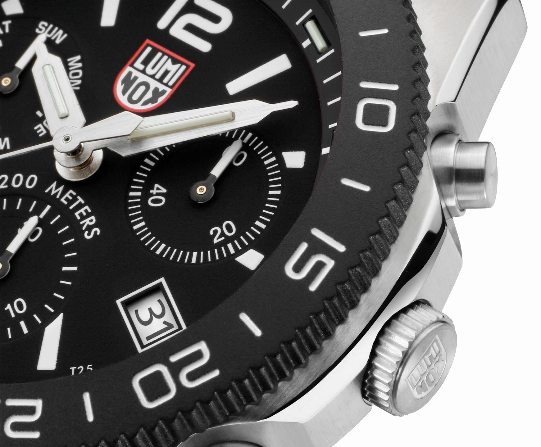 Luminox Pacific Diver Chronograph Stainless Steel Black Dial Day/Date Divers Quartz Mens Watch XS.3142