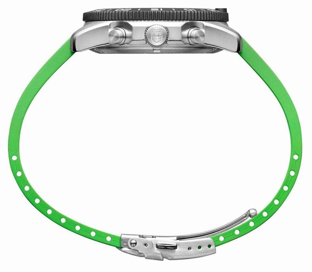 Luminox Pacific Diver Chronograph Stainless Steel Black Dial Green Rubber Strap Day/Date Divers Quartz Mens Watch XS.3157.NF