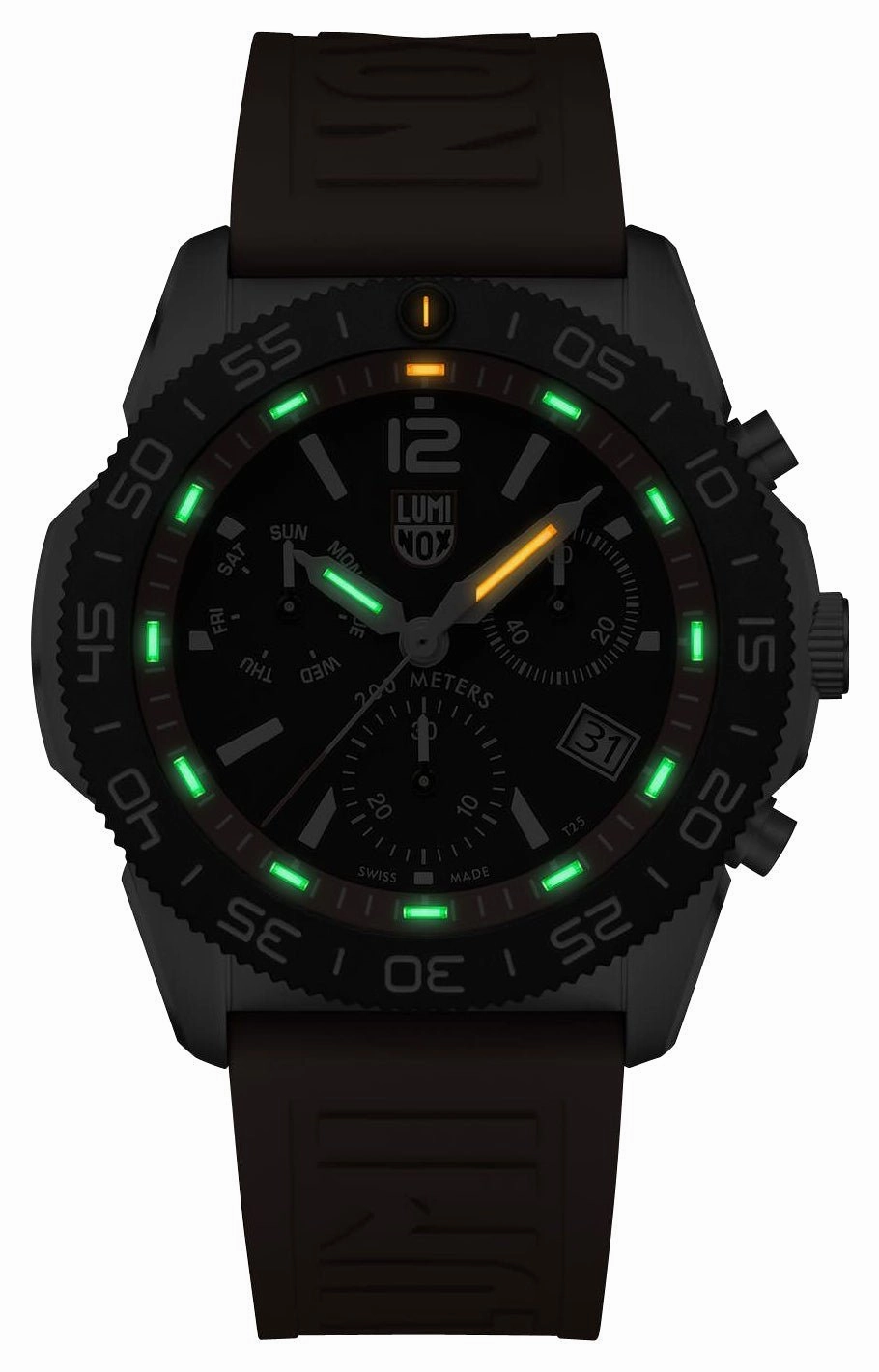Luminox Pacific Diver Chronograph Stainless Steel Black Dial Orange Rubber Strap Day/Date Divers Quartz Mens Watch XS.3149