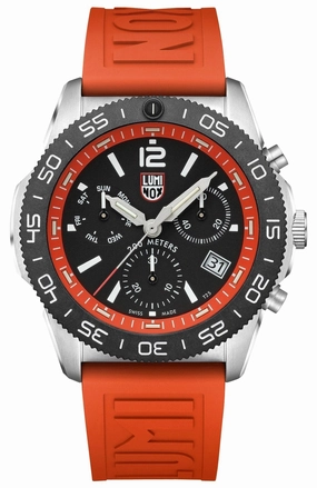 Luminox Pacific Diver Chronograph Stainless Steel Black Dial Orange Rubber Strap Day/Date Divers Quartz Mens Watch XS.3149