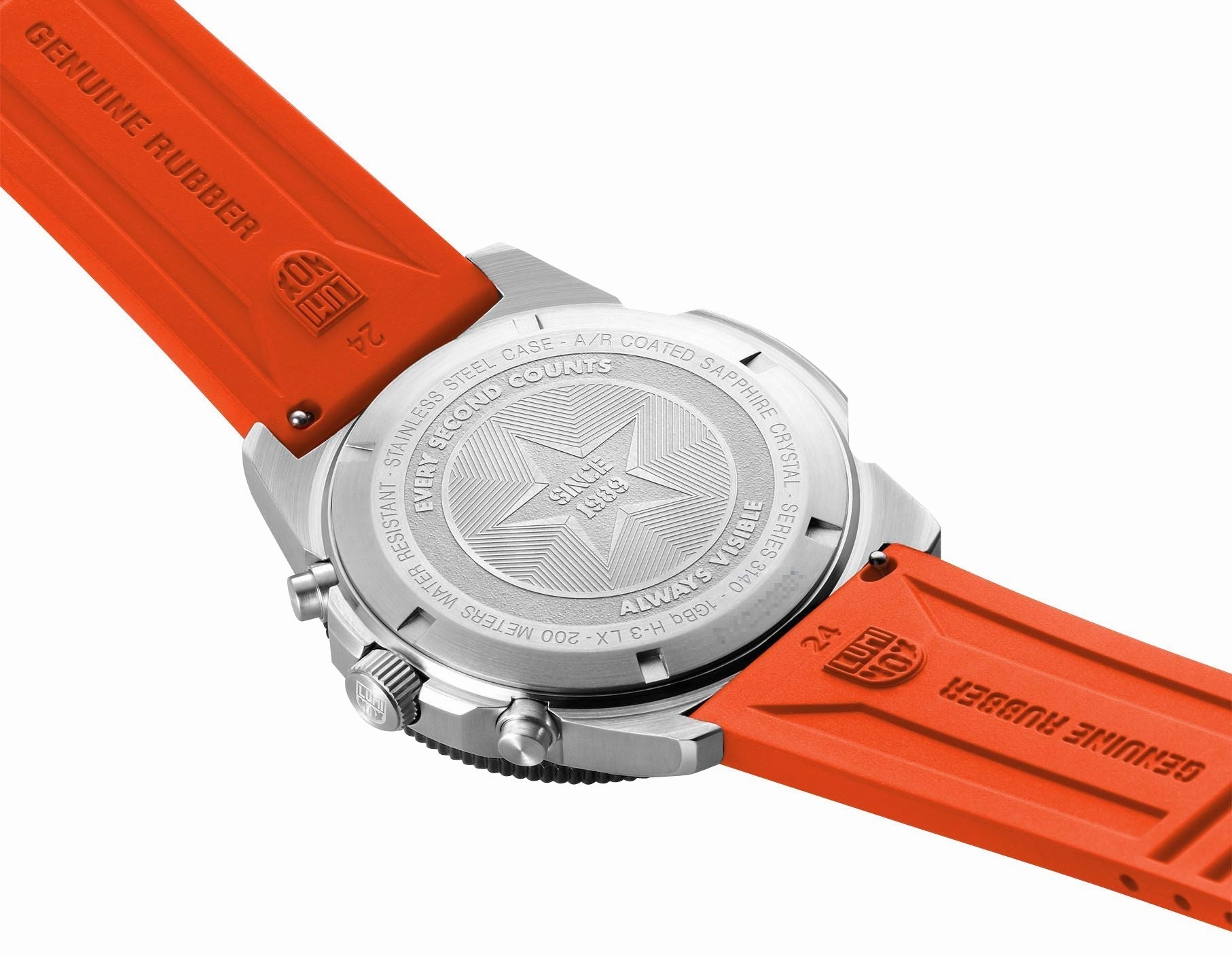 Luminox Pacific Diver Chronograph Stainless Steel Black Dial Orange Rubber Strap Day/Date Divers Quartz Mens Watch XS.3149