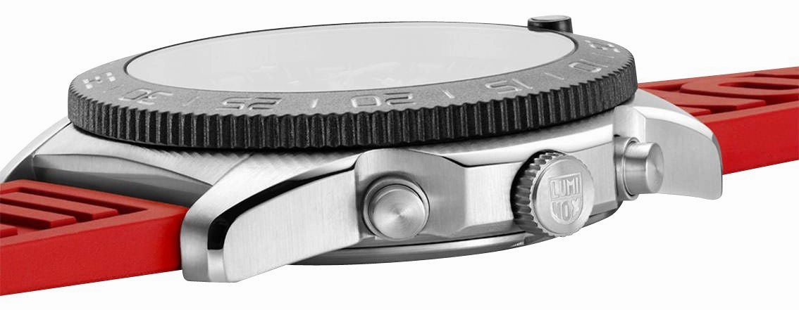 Luminox Pacific Diver Chronograph Stainless Steel Black Dial Red Rubber Strap Day/Date Divers Quartz Mens Watch XS.3155