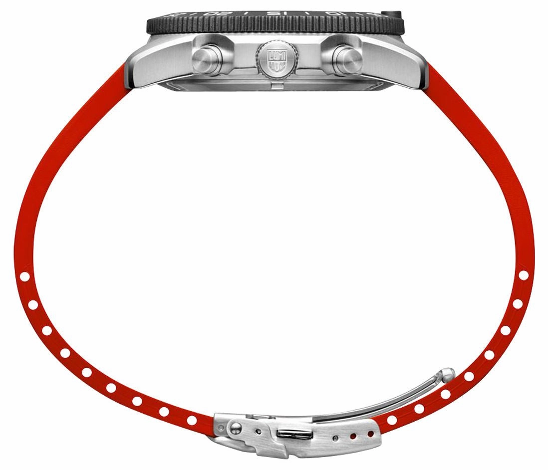 Luminox Pacific Diver Chronograph Stainless Steel Black Dial Red Rubber Strap Day/Date Divers Quartz Mens Watch XS.3155