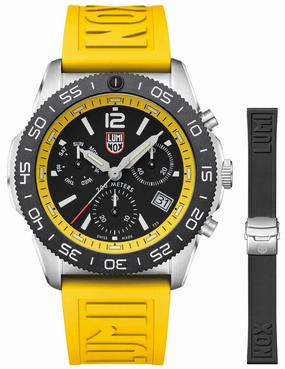 Luminox Pacific Diver Chronograph Stainless Steel Black Dial Yellow/Black Interchangeable Rubber Strap Day/Date Divers Quartz Mens Watch XS.3145.SET