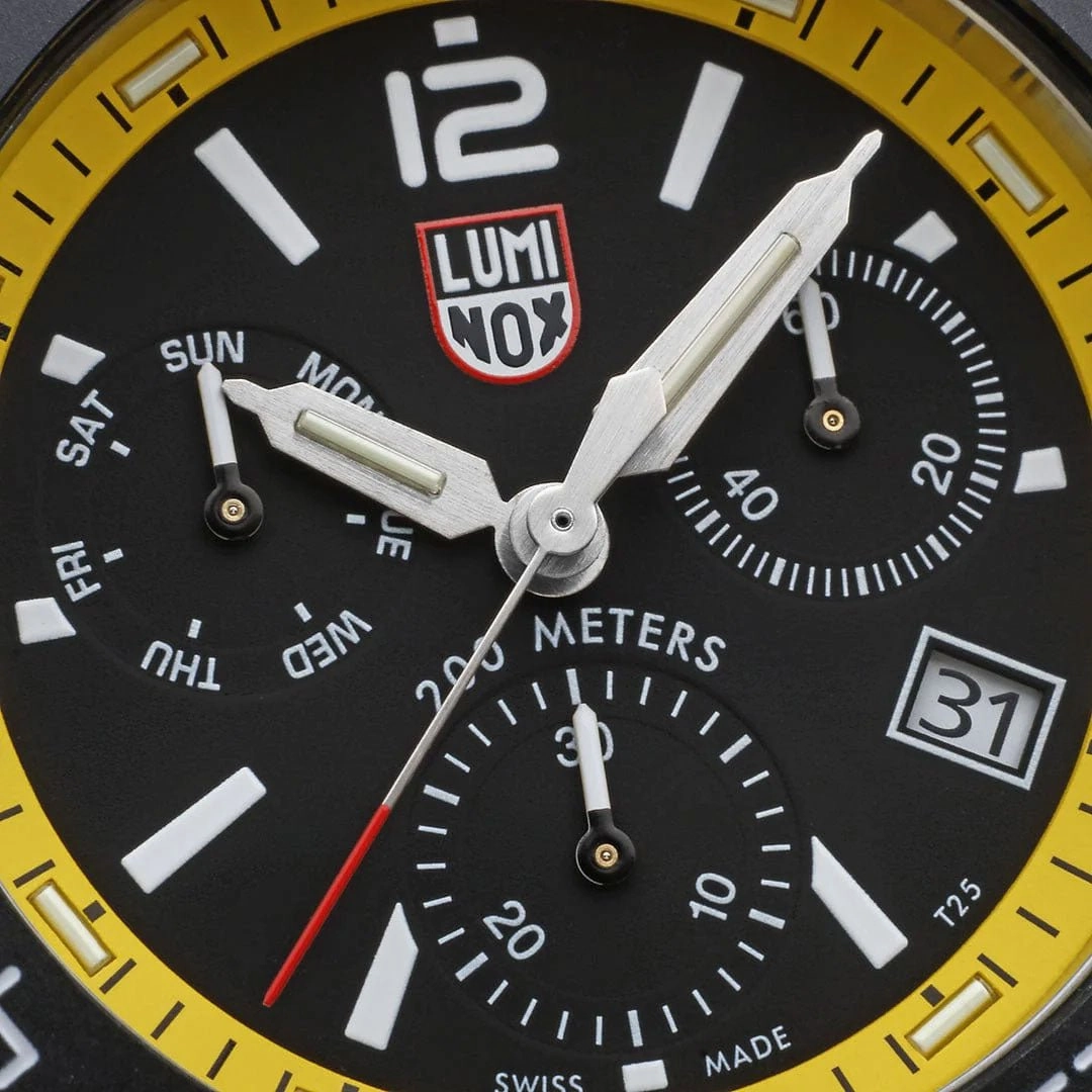 Luminox Pacific Diver Chronograph Stainless Steel Black Dial Yellow/Black Interchangeable Rubber Strap Day/Date Divers Quartz Mens Watch XS.3145.SET