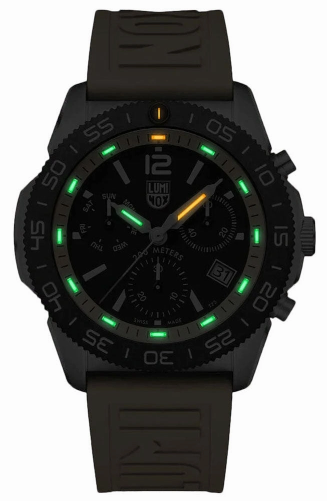 Luminox Pacific Diver Chronograph Stainless Steel Black Dial Yellow/Black Interchangeable Rubber Strap Day/Date Divers Quartz Mens Watch XS.3145.SET