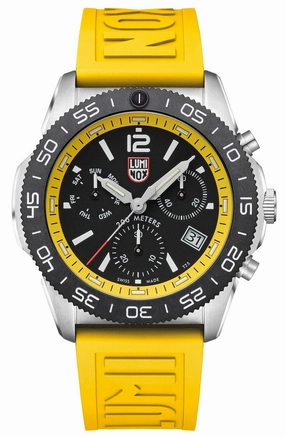 Luminox Pacific Diver Chronograph Stainless Steel Black Dial Yellow Rubber Strap Day/Date Divers Quartz Mens Watch XS.3145