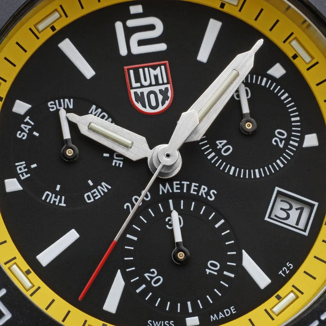 Luminox Pacific Diver Chronograph Stainless Steel Black Dial Yellow Rubber Strap Day/Date Divers Quartz Mens Watch XS.3145