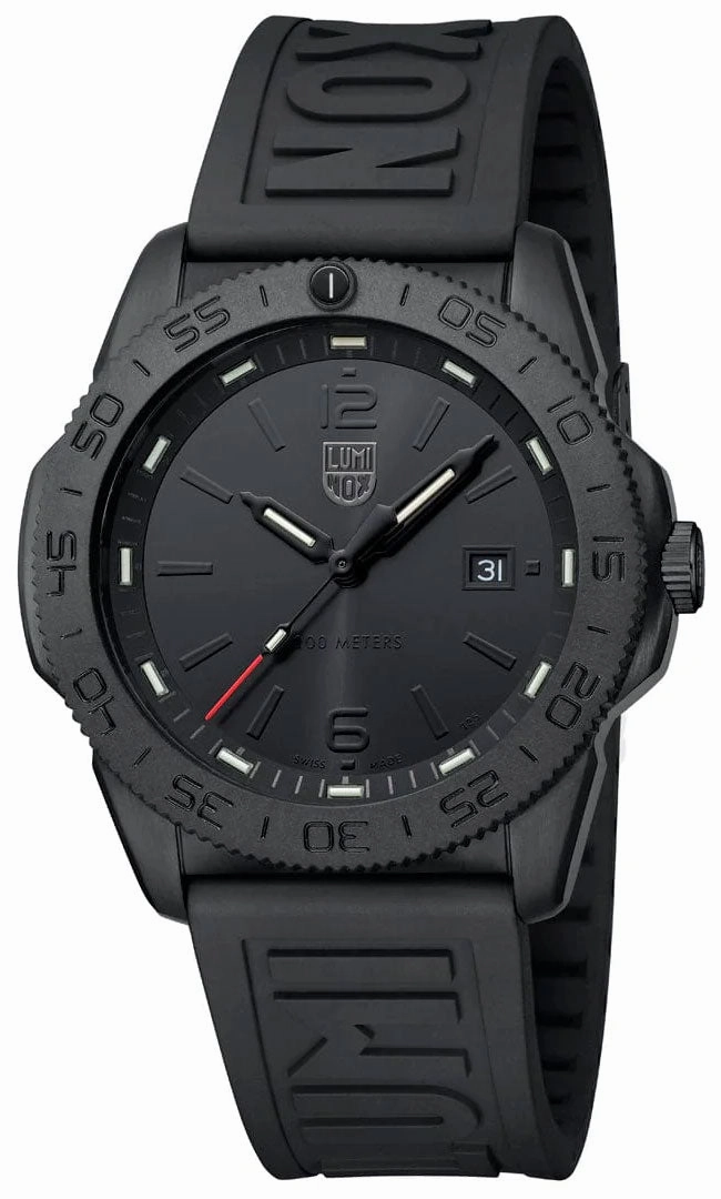 Luminox Pacific Diver Ion Plated Steel Black Dial Black Rubber Strap Date Quartz Mens Watch XS.3121.BO.1
