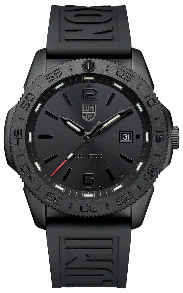 Luminox Pacific Diver Ion Plated Steel Black Dial Black Rubber Strap Date Quartz Mens Watch XS.3121.BO.1