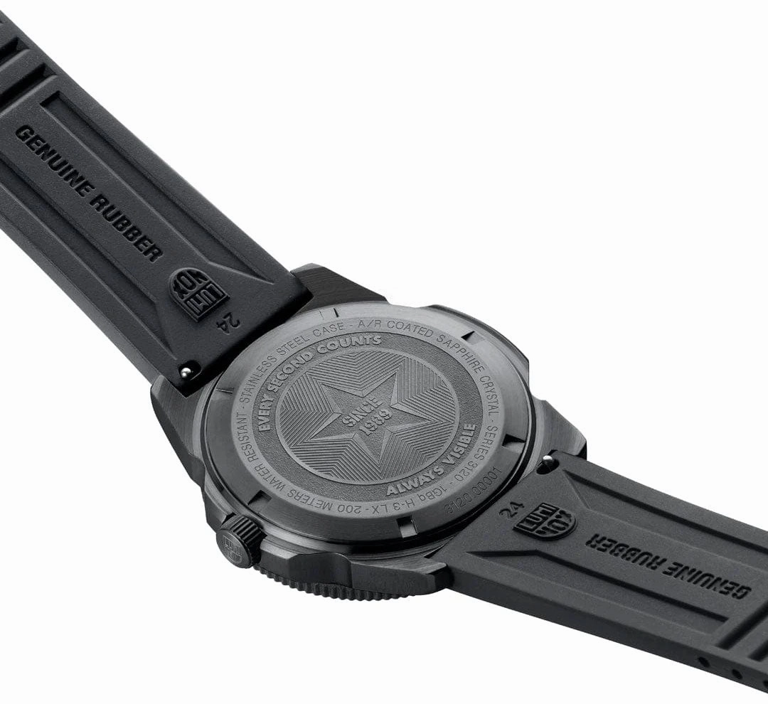 Luminox Pacific Diver Ion Plated Steel Black Dial Black Rubber Strap Date Quartz Mens Watch XS.3121.BO.1