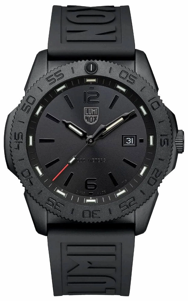 Luminox Pacific Diver Ion Plated Steel Black Dial Black Rubber Strap Date Quartz Mens Watch XS.3121.BO.1