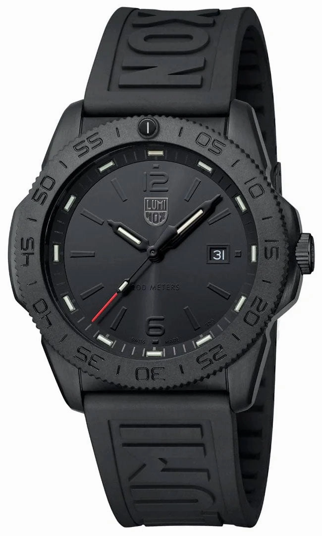 Luminox Pacific Diver Ion Plated Steel Black Dial Black Rubber Strap Date Quartz Mens Watch XS.3121.BO.1
