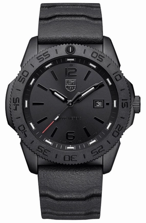 Luminox Pacific Diver Ion Plated Steel Black Dial Black Rubber Strap Date Quartz Mens Watch XS.3121.BO