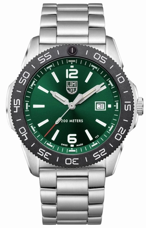Luminox Pacific Diver Stainless Steel Green Dial Date Quartz Mens Watch XS.3137