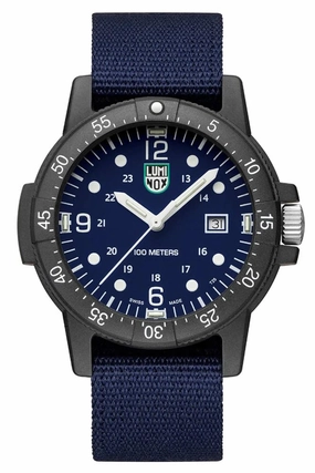 Luminox Sea Bass CARBONOX Blue Dial Blue rPET Strap Date Quartz Mens Watch X2.2003.ND
