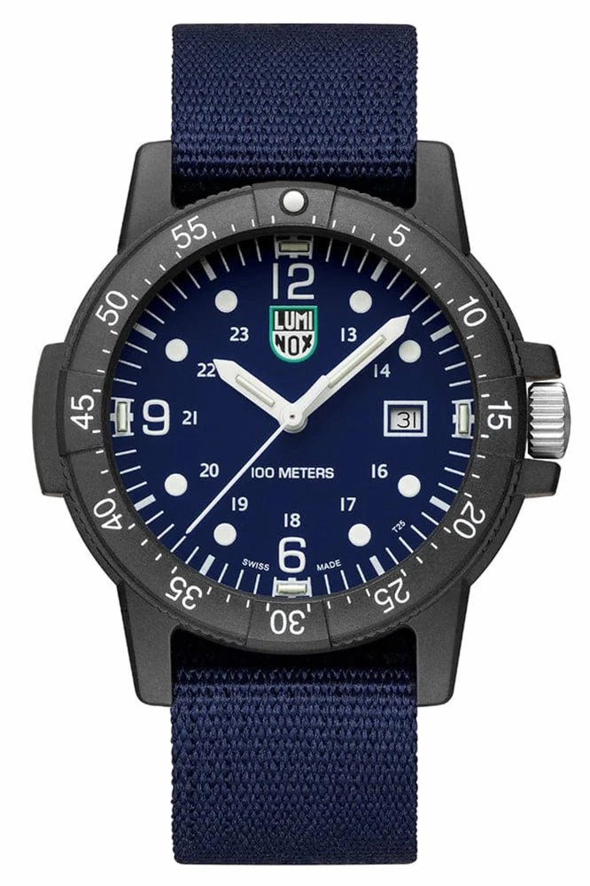 Luminox Sea Bass CARBONOX Blue Dial Blue rPET Strap Date Quartz Mens Watch X2.2003.ND