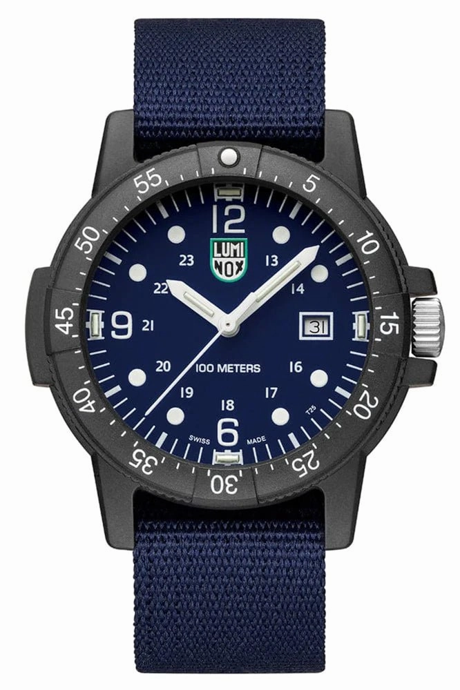 Luminox Sea Bass CARBONOX Blue Dial Blue rPET Strap Date Quartz Mens Watch X2.2003.ND