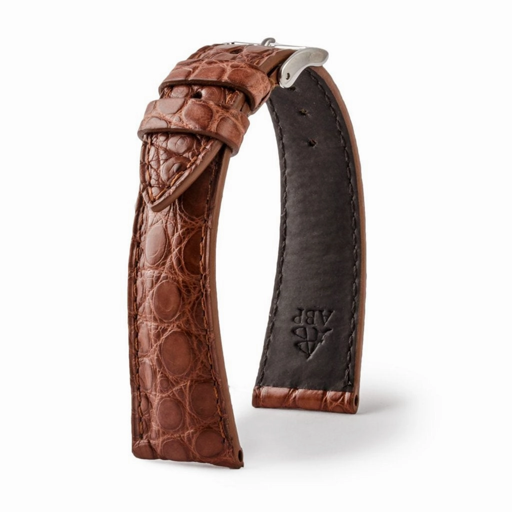 Luxury classic "Essentials" watch band - Genuine round scales alligator (black, brown, grey, blue)