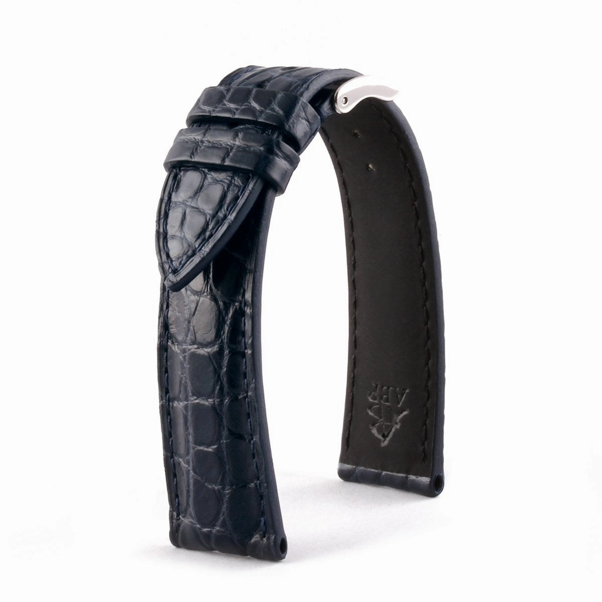 Luxury classic "Essentials" watch band - Genuine round scales alligator (black, brown, grey, blue)