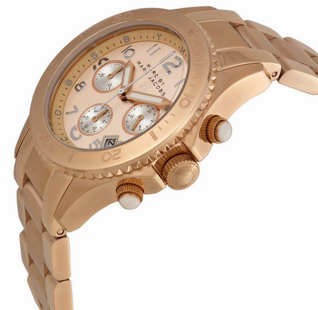 Marc by Marc Jacobs Rock Chronograph Champagne Dial Date Rose Gold Tone Stainless Steel Unisex Watch MBM3156