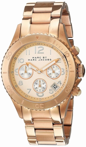 Marc by Marc Jacobs Rock Chronograph Champagne Dial Date Rose Gold Tone Stainless Steel Unisex Watch MBM3156