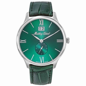Mathey Tissot Men's Watch - Edmond Steel Case Green Dial Leather Strap | H1886QAV