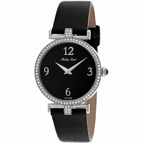 Mathey Tissot Women's Watch - Gaia Silver Case Black Dial Leather Strap | D587QAN
