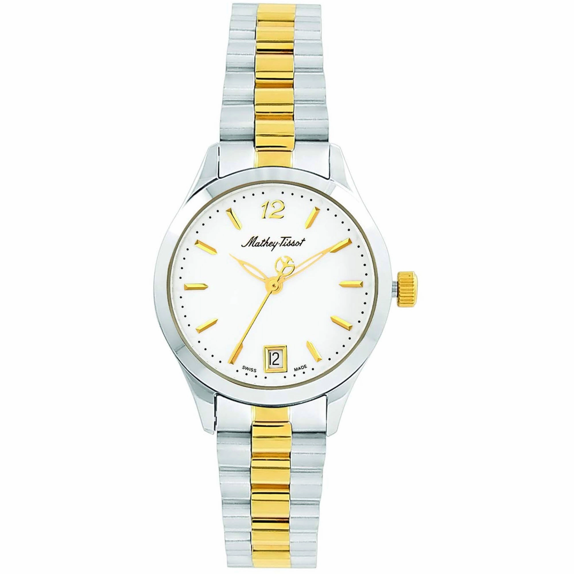 Mathey Tissot Women's Watch - Urban White Dial Two Tone Steel Bracelet | D411MBI